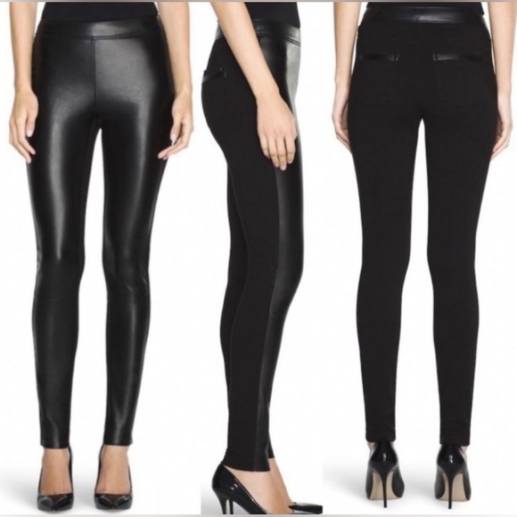 WHBM Faux Leather Leggings With Ponte Back & Leather Front - Picture 2 of 4